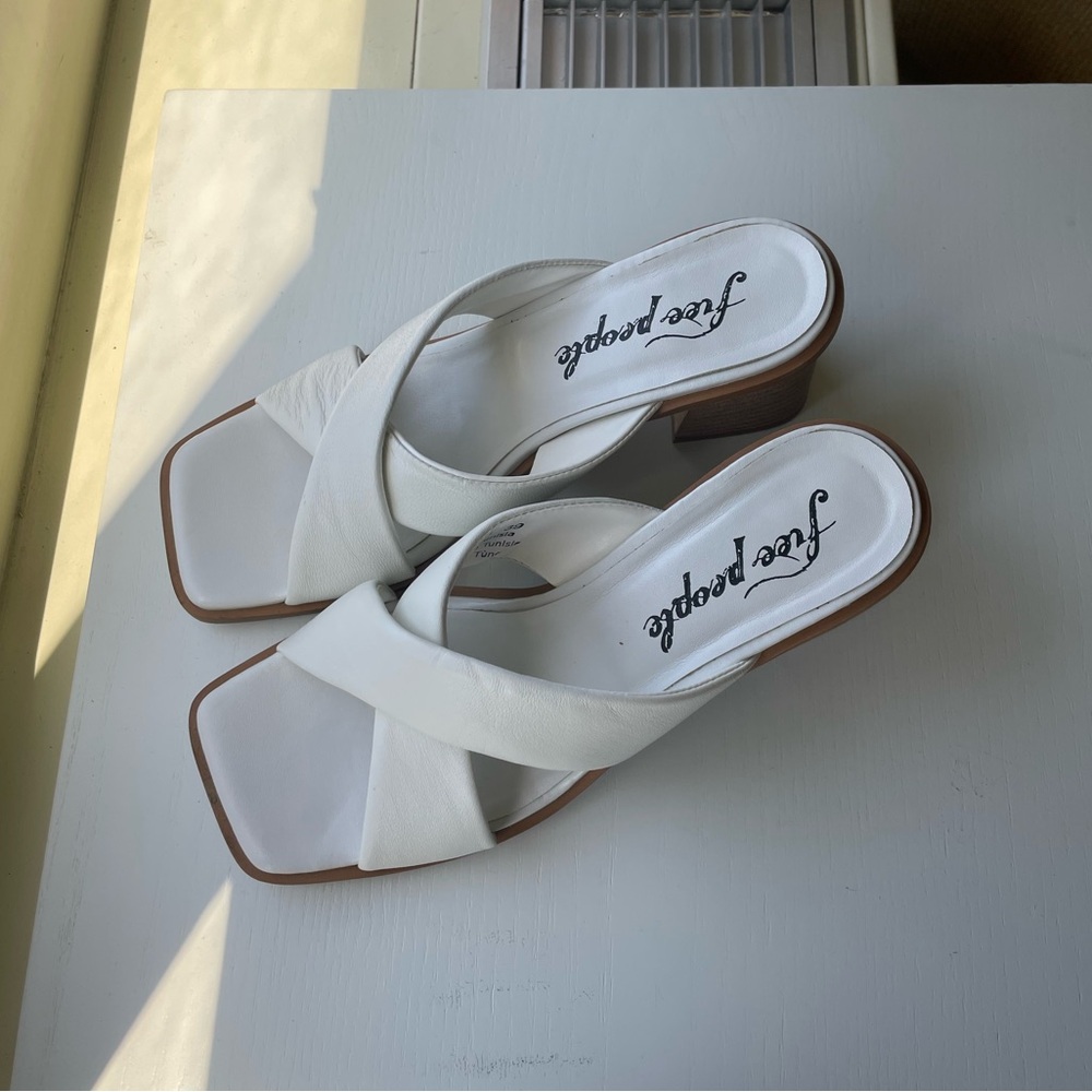 Free People Cameron Cross-Strap White Open-Toe Mules